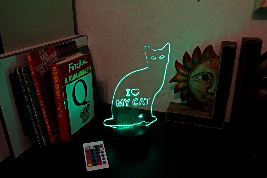 Idea Regalo Gatto LED: Luce Notturna Multicolore per Compleanni - 2