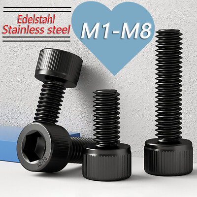 Socket Cap Screws Black Stainless Steel Allen Bolt Hex Head Din 912 M1 M2 M3-M8