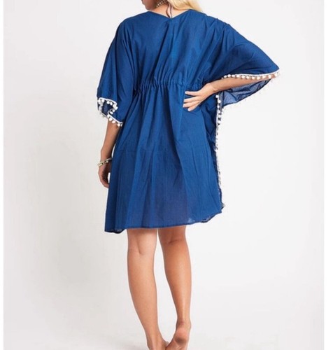 Debbie Katz Malina Kimono Beach Swim Cover up Embroidered Navy Blue Size L NWT - Picture 4 of 14