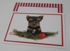 18cnt Yorkie  Yorkshire Terrier  Christmas Cards w/ Glitter