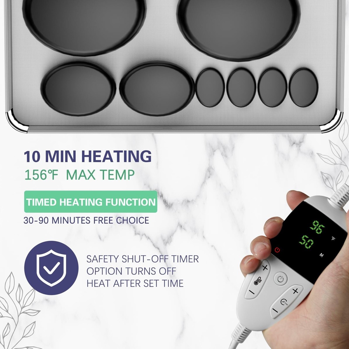 AICNLY Hot Stones Massage Set with Temperature Adjustment-20 Pcs
