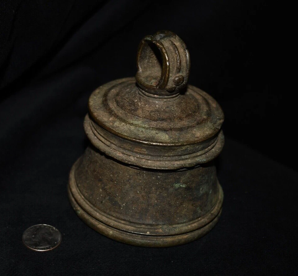 古董锡兰/斯里兰卡/南亚 19 世纪青铜钟 — 第 3/4 张图片