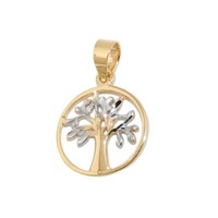 AnhäNger, 12Mm Baum Des Lebens Lebensbaum 375 Gold Gelbgold Bicolor Klein & Fein