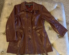 VTG Argentina Leather Burgandy Mid Length Coat