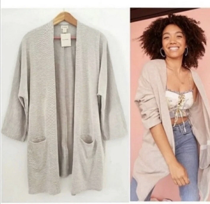 DONNI Women s Ribbed Relaxed Openfront Cardigan Size OSFA NWT one