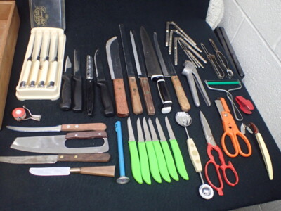 variety lot vintage kitchen hand tools & cutlery knives scissors nut crackers 