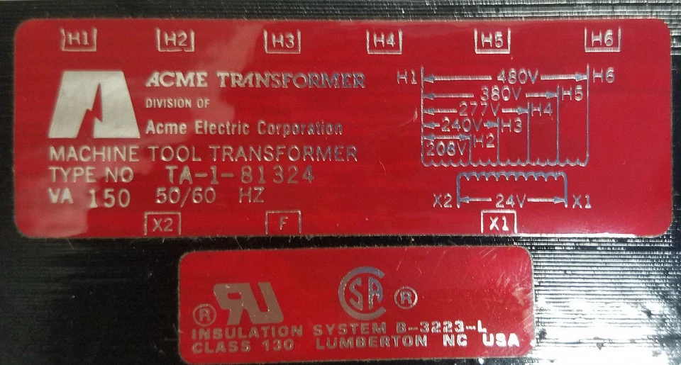 Transformador monofásico Acme Electric TA-1-81324 24V 150VA 50/60Hz 208/480V Foto 3 de 3