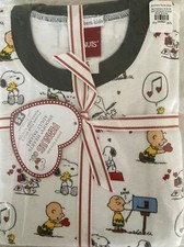 Pottery Barn Valentine PEANUTS SNOOPY Tight Fit Pajamas Sz: Adult XS heart love