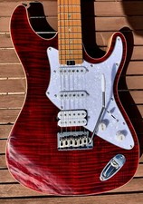 Aria Pro Ii 714-mk2 Fullerton Ruby Red Flame Top Hss Electric Guitar 