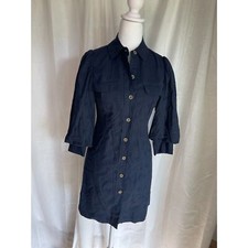 Vince Camuto Navy Eyelet Button-Down Dress, Size 0