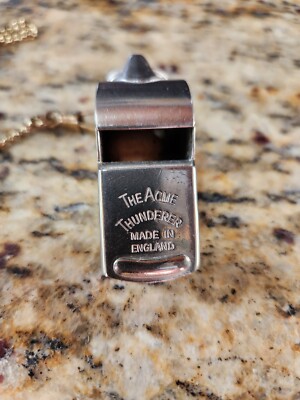 Vintage Acme Whistle Model Thunderer , With 16'' Brass Chain , OLD-BUT-NEW !!!