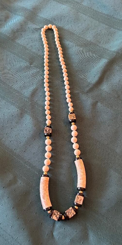 Large Statement Gemstone necklace; Ceramic Jasper… - image 1