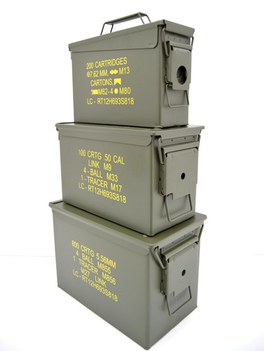 NATO 50Cal Ammo Box Army Storage Ammunition Surplus Issue Tin Tool Metal 3 Sizes - Picture 7 of 15