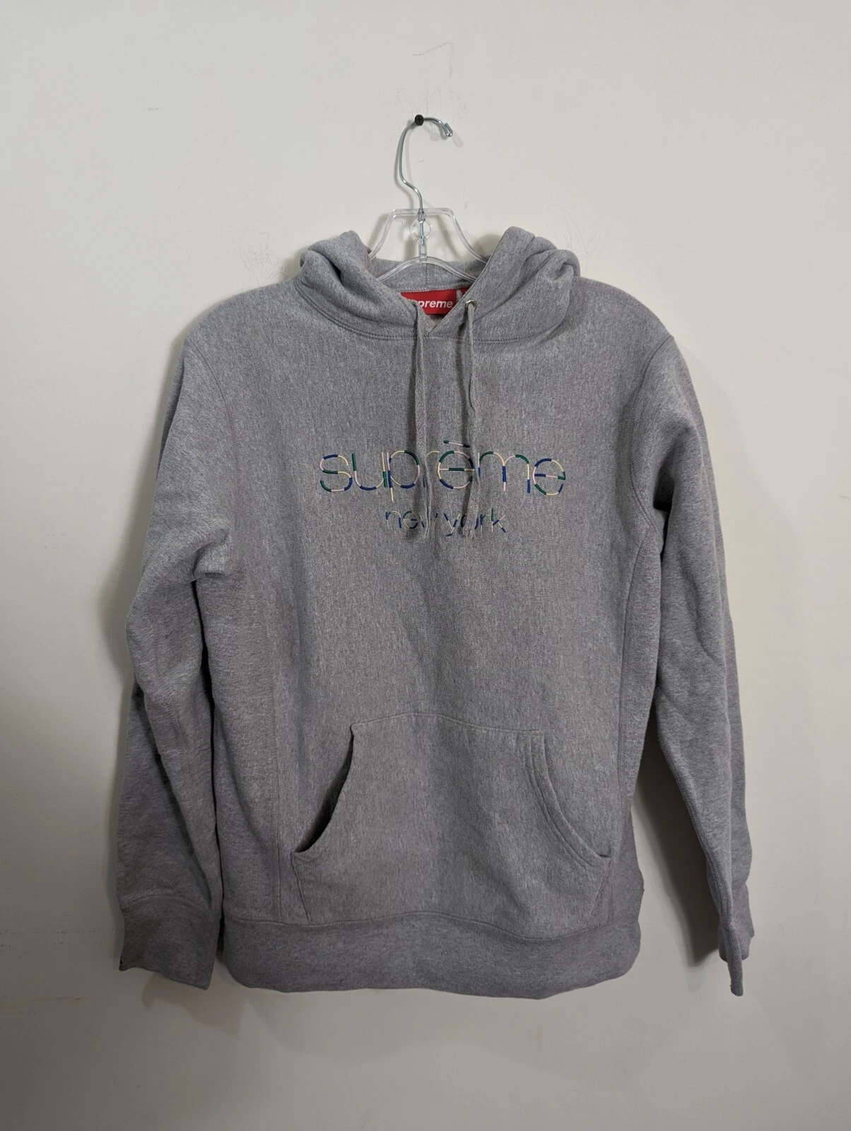 Sweat à capuche homme Supreme multicolore logo classique New York gris taille S