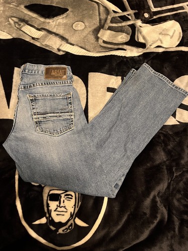 Ariat M5 Jeans Mens 30x30 Slim Straight Blue Denim Cowboy Rancher Western Stitch