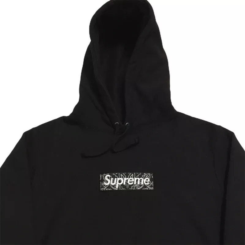 Neuf boîte à capuche logo Supreme Bandana Paisley FW 2019 noir grand. 100 % authentique