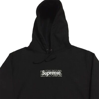 New Supreme Bandana Box Logo Hoodie Paisley FW 2019 Black Large . 100%  Authentic | eBay