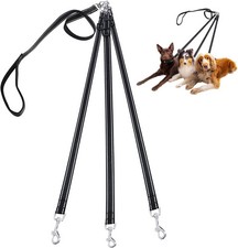 3 Way Dog Leash Detachable Reflective Coupler Tangle Free 3 in 1 Multiple Double
