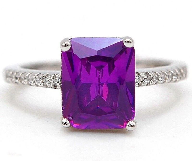 2CT  Amethyst 925 Solid Sterling Silver Ring Jewelry Sz 8 &6-7