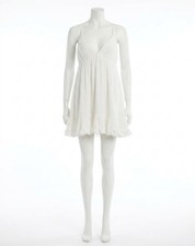 Mac Duggal Ruffle V-Neck Crisscross Mini Dress White