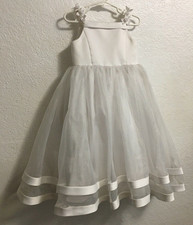 Davids Bridal Flower Girl Christening Baptism Dress White Size -2T Full 5 Layer