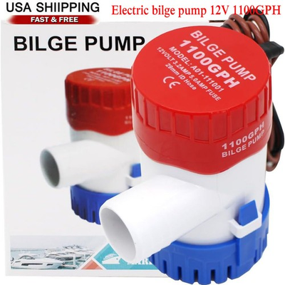 #ad 1100GPH 12V Electric Bilge Pump 1quot; For Boat Marine Submersible Sump Water Pump $12.98