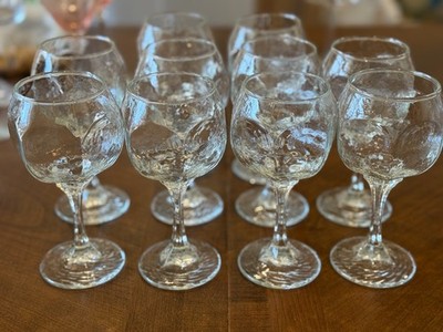 Set of 10 Vintage Libbey Chivalry Clear Wine 5 7/8  Textured Faceted Glasses