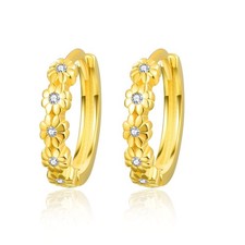 Daisy Earrings for Women 925 Sterling Silver Flower Hoop Earrings with Cubic Zir