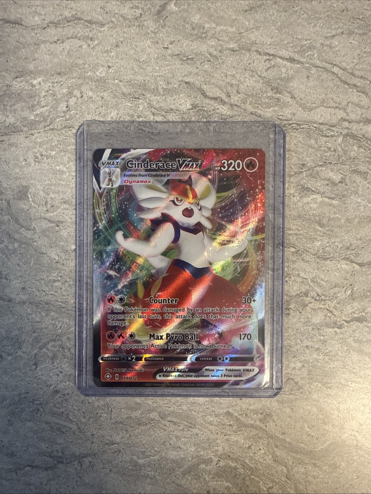 Pokémon TCG Cinderace VMAX Holo Ultra Rare Card Shining Fates 019/072