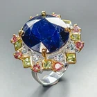 Jewellery 32 ct+ Blue Sapphire Ring 925 Sterling Silver Size 8.5 /R461957