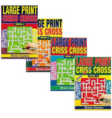 Set Of 4 x A5 Crisscross Books 70 Puzzles In Each Book Large Print Criss cross