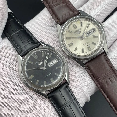 Vintage Seiko 5 Automatic Men’s Watches – Lot of 2 – With Aftermarket Straps –