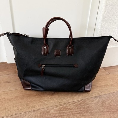Bric's Milano Life 22'' Cargo Duffel BLF20202 Black Cognac Leather Made in Italy