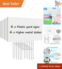 Blank Yard Signs with Stakes 6 Pack Outdoor Corrugated Plastic 17x12 Inches