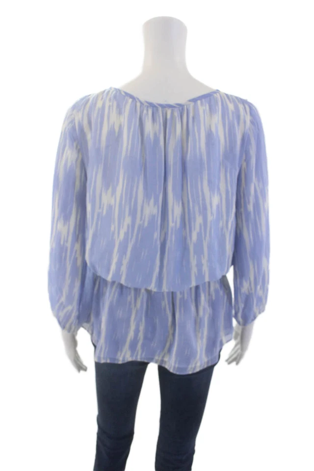 Blusa Shoshanna para mujer de seda manga corta con botones azul claro talla 8 Foto 3 de 4