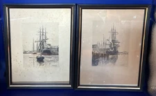 Two Small Framed George W Harvey Harbor Etchings