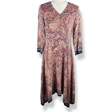 Max Mara Studio Silk Paisley Midi Dress Womens Size Medium Boho Indie Pockets