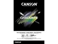 1-40X Canson Studienblock Graduate Mixed Media, Schwarz, Din A3 Spare Bis Zu 50%