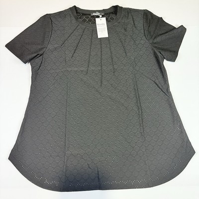 ZANZEA Women XL Black Cutout Eyelet Blouse Short Sleeve Swing Tunic Top New