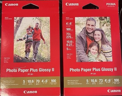 (2) Canon PIXMA Photo Paper Plus Glossy II 4x6 High-Gloss Inkjet 100 Sheets