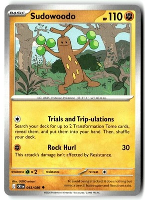 Sudowoodo 043/086 Uncommon Chaos Rising Pokemon Near Mint