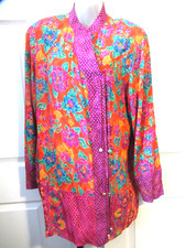 CAROLE LITTLE Vintge Mandarin Collar Oriental Kimono Jacket Duster Size 10