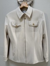 St. John Sport By Marie Gray Women Genuine Leather Jacket Size S-M