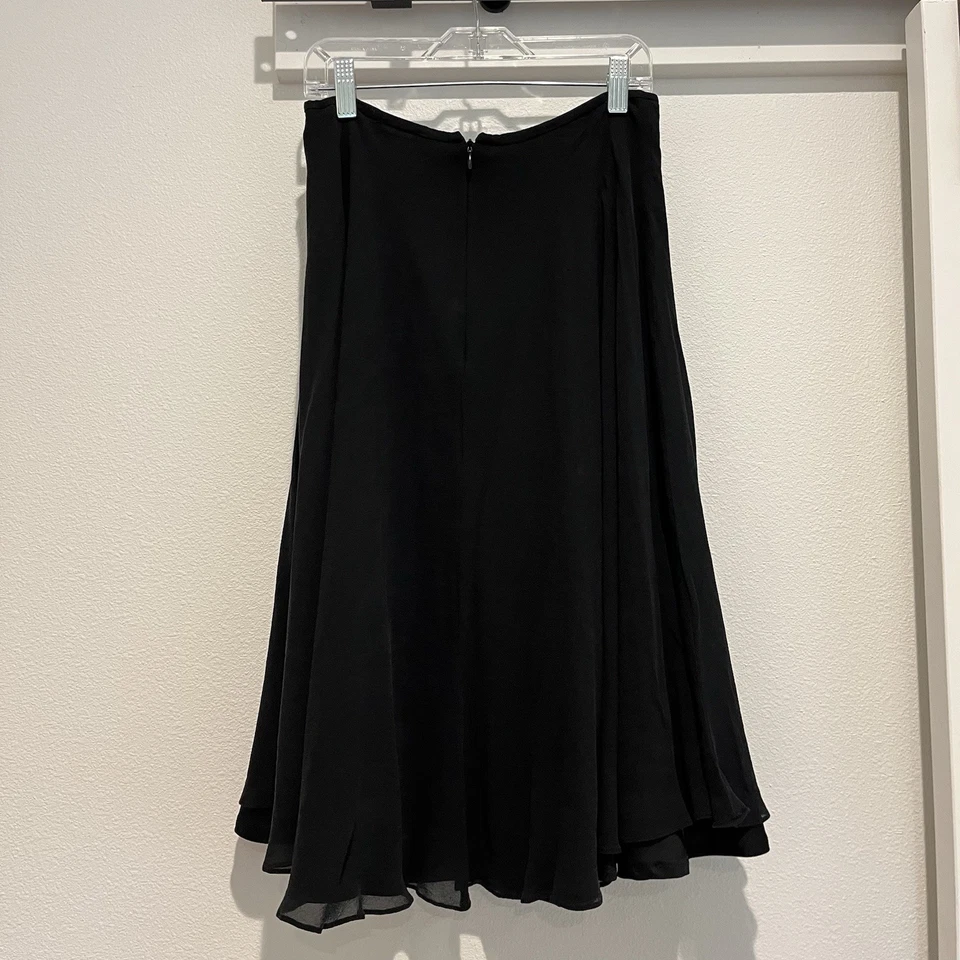 Falda Tadashi 100% Seda Negra Con Cremallera Talla US 6-Uk 8 Foto 2 de 4