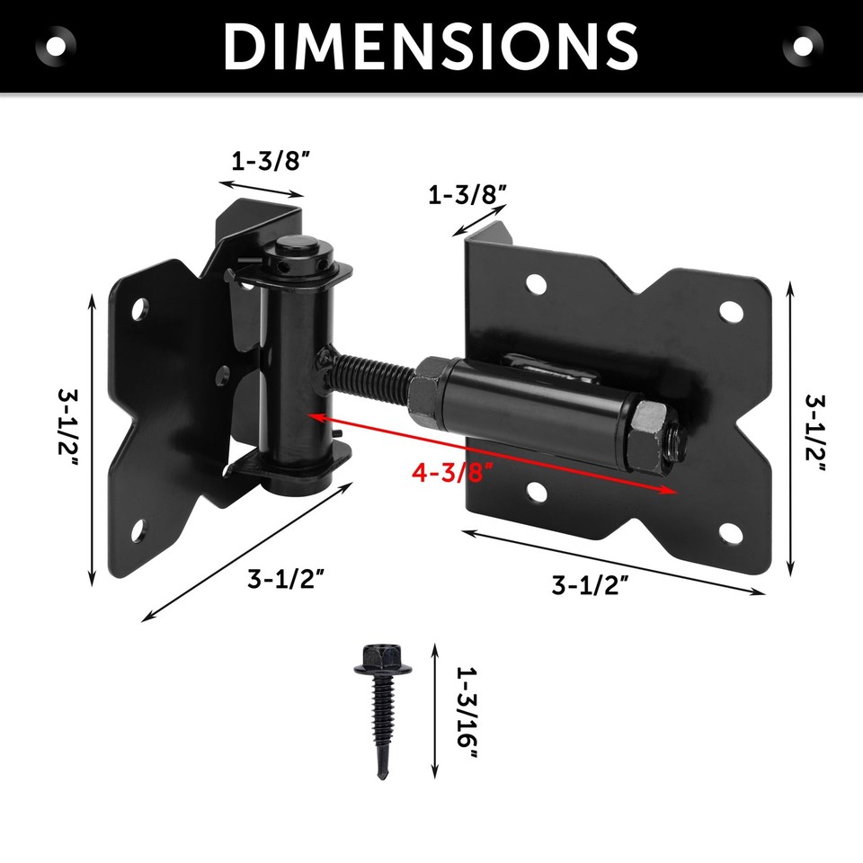 YONSIN 2pcs Self Closing Gate Hinges Heavy Duty Hardware for Wooden ...