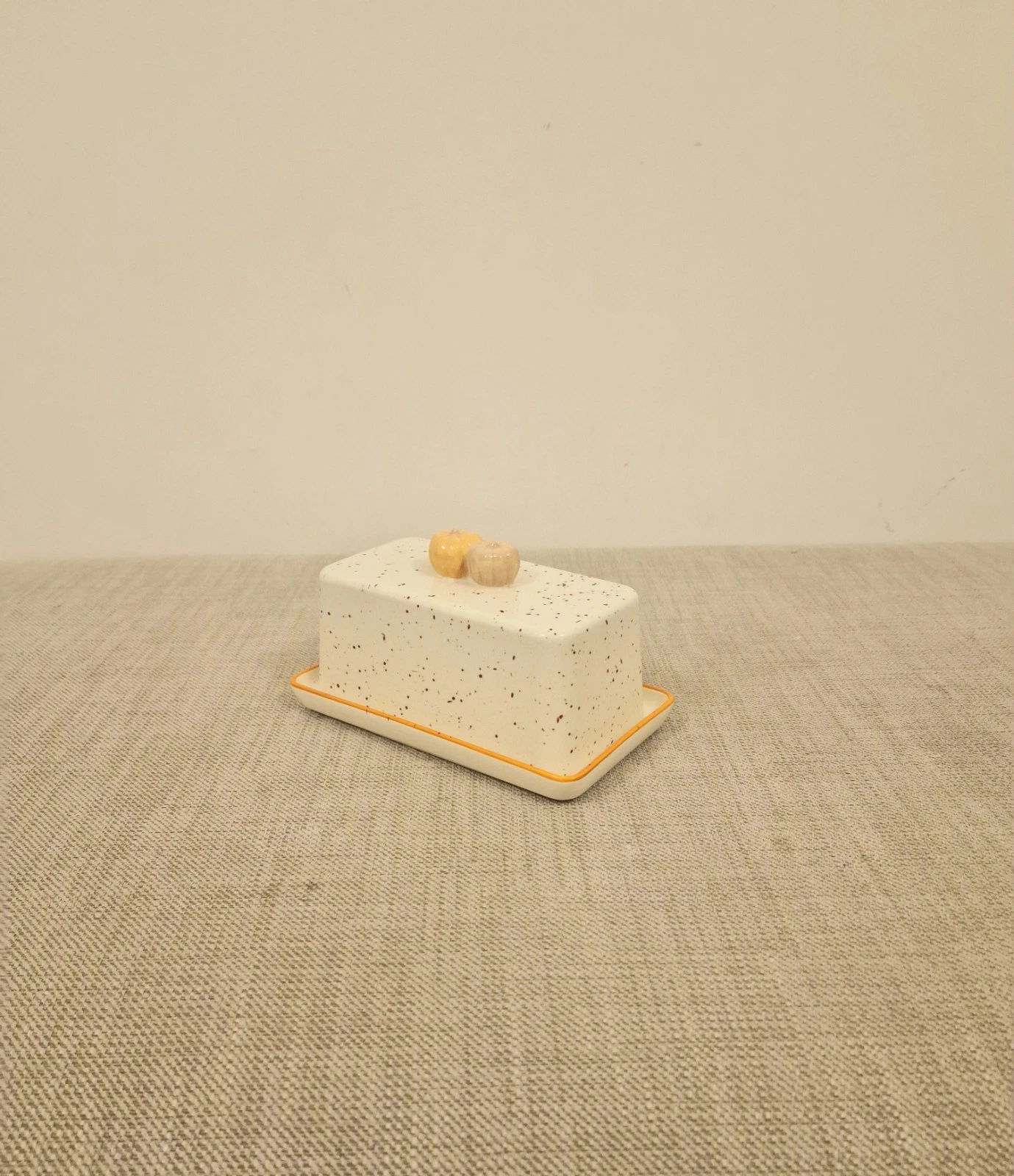 Butter Dish-Next Natural Speckle Pumpkin Butter Dish/serving Plate/food Storage