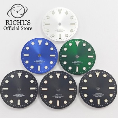 RICHUS 29mm Watch Dial Blue-Green Luminous fit NH35 ETA2824 Miyota8215 Movement