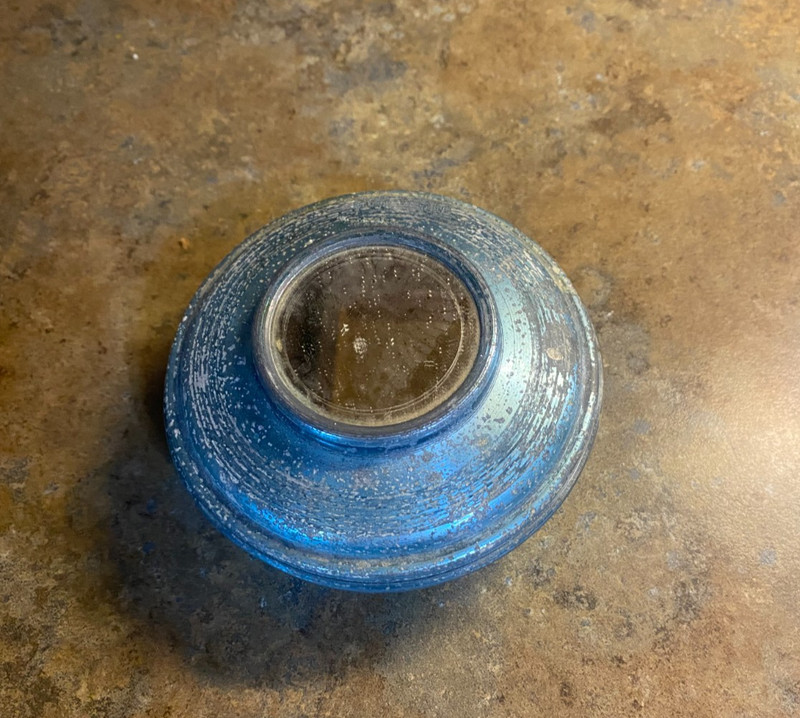 Vintage 1940s Spun Aluminum Face Powder Tin with intact mirror. No dents.
