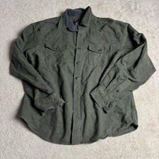 Grizzly Mountain Mens Flannel Button Up Shirt Large Green