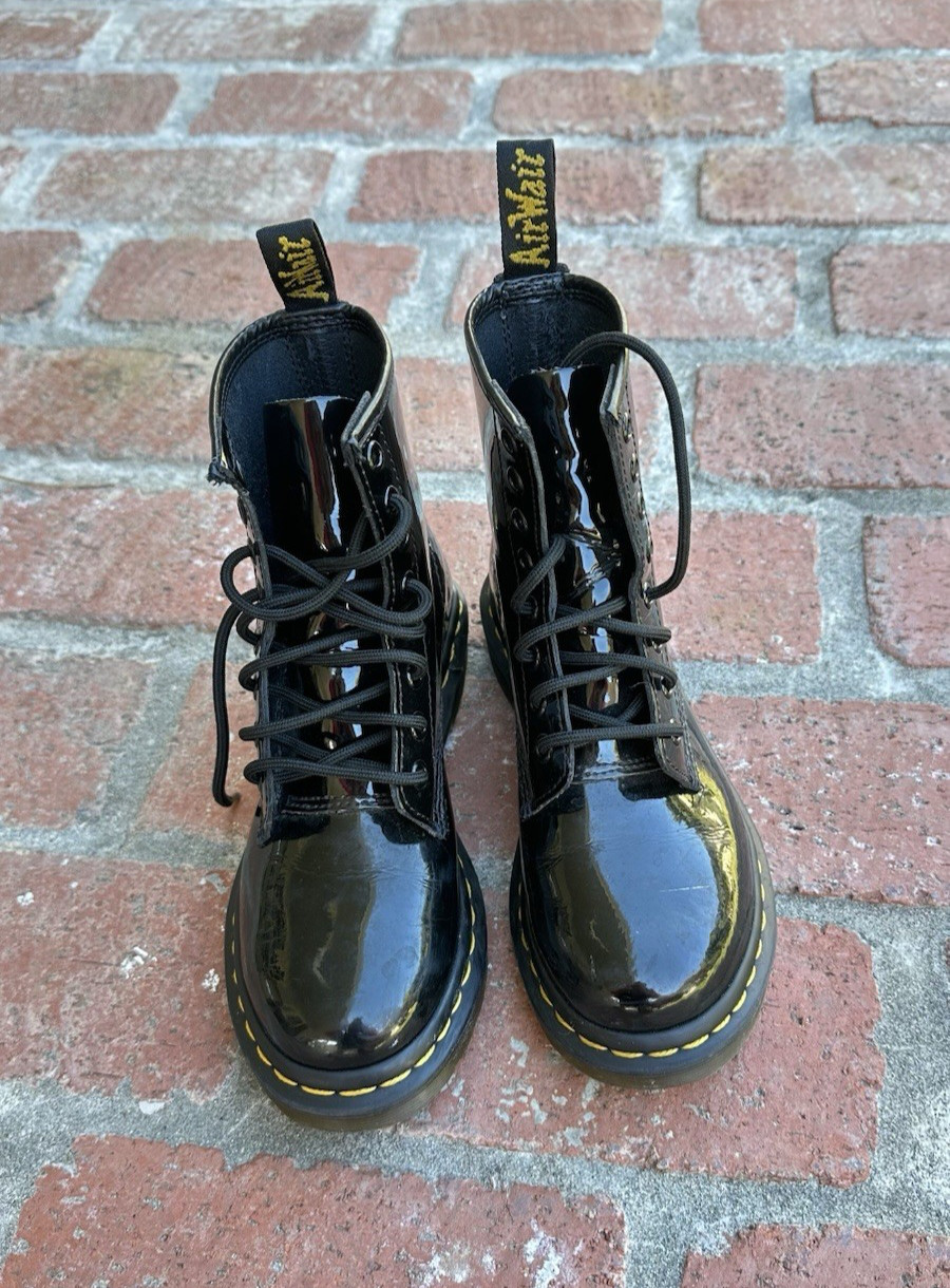Doc Martens 1460W Black Patent (Shiny) Leather Boots - Women's US Size 5 thumbnail 3
